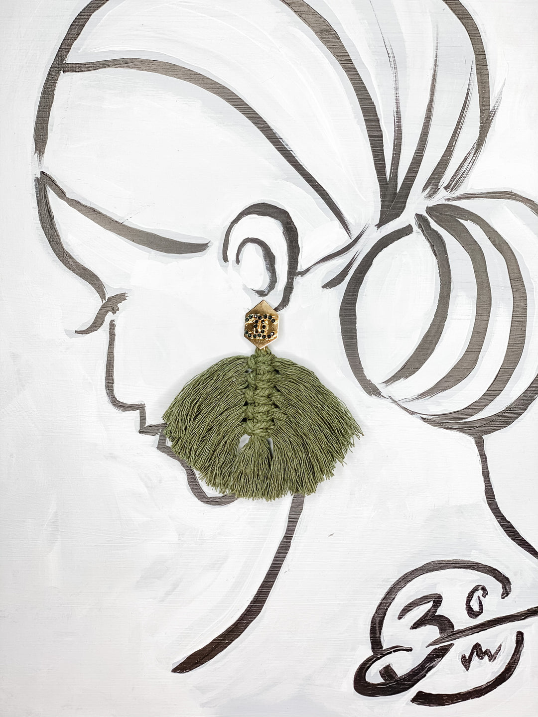 Chanel Flair in Olive Green with Gold and Black Rhinestone Chanel Flair in Olive Green with Gold and Black Rhinestone