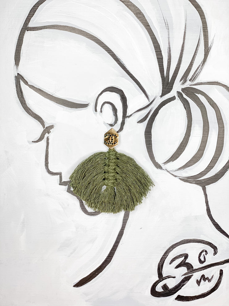 Chanel Flair in Olive Green with Gold and Black Rhinestone post.